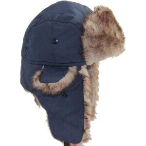Unisex Navy Blue Russian Skiing Trooper Warm Winter Skiing Ear Flaps Trapper Hat